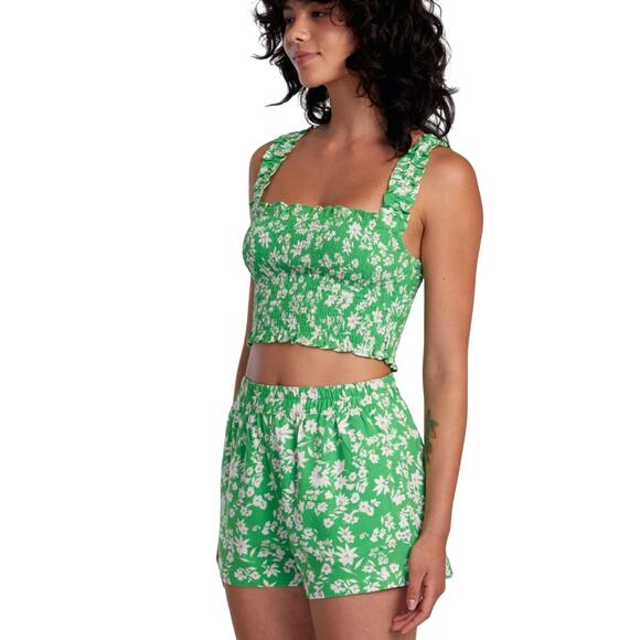 RVCA Sawyer Eco Viscose Shorts, Classic Floral Green, Women's Size 10, NWT - Picture 2 of 6